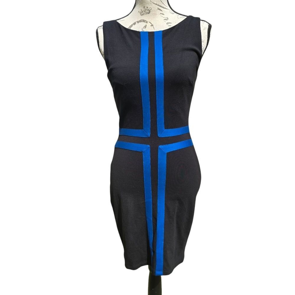 Tart Black Dress Sleeveless Blue Cross Detail XS